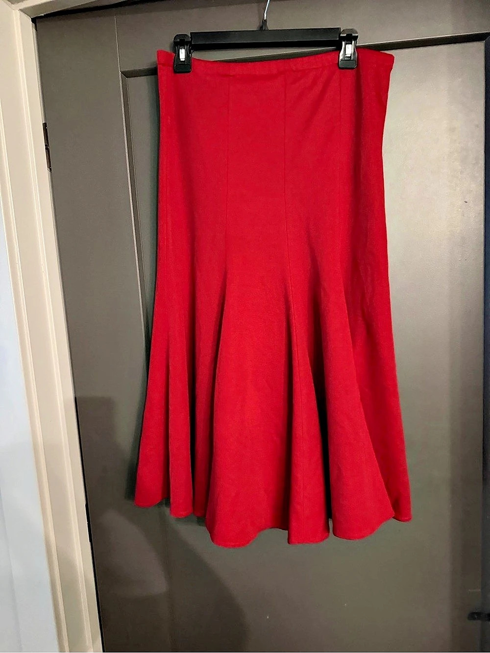 Vintage Red Flared Midi Skirt Like New size M-L